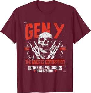 Gen Y The Real Badass Generation Punk Rock Sull Spruch T-Shirt - T-Shirt | Maroon