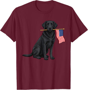Black Lab 4th of July Patriotic Dog Fourth of July T-Shirt - T-Shirt | Maroon