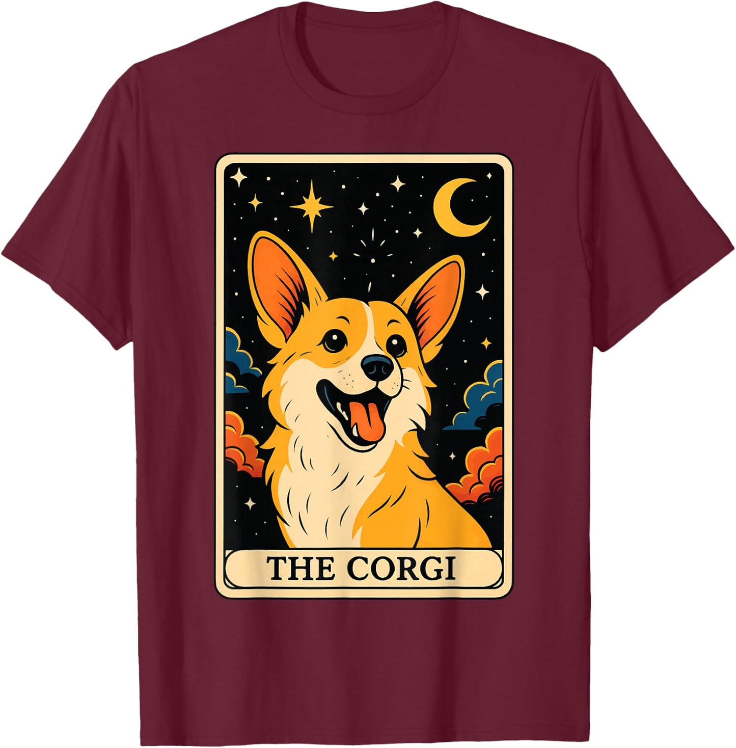 The Corgi Tarot Card T-Shirt - T-Shirt | Maroon