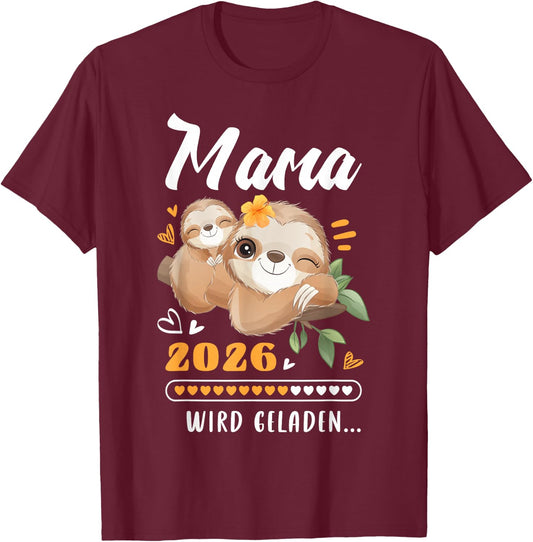 Mama 2026 Baby Ankündigung, Schwangerschaft, Werdende Mutter T-Shirt - T-Shirt | Maroon