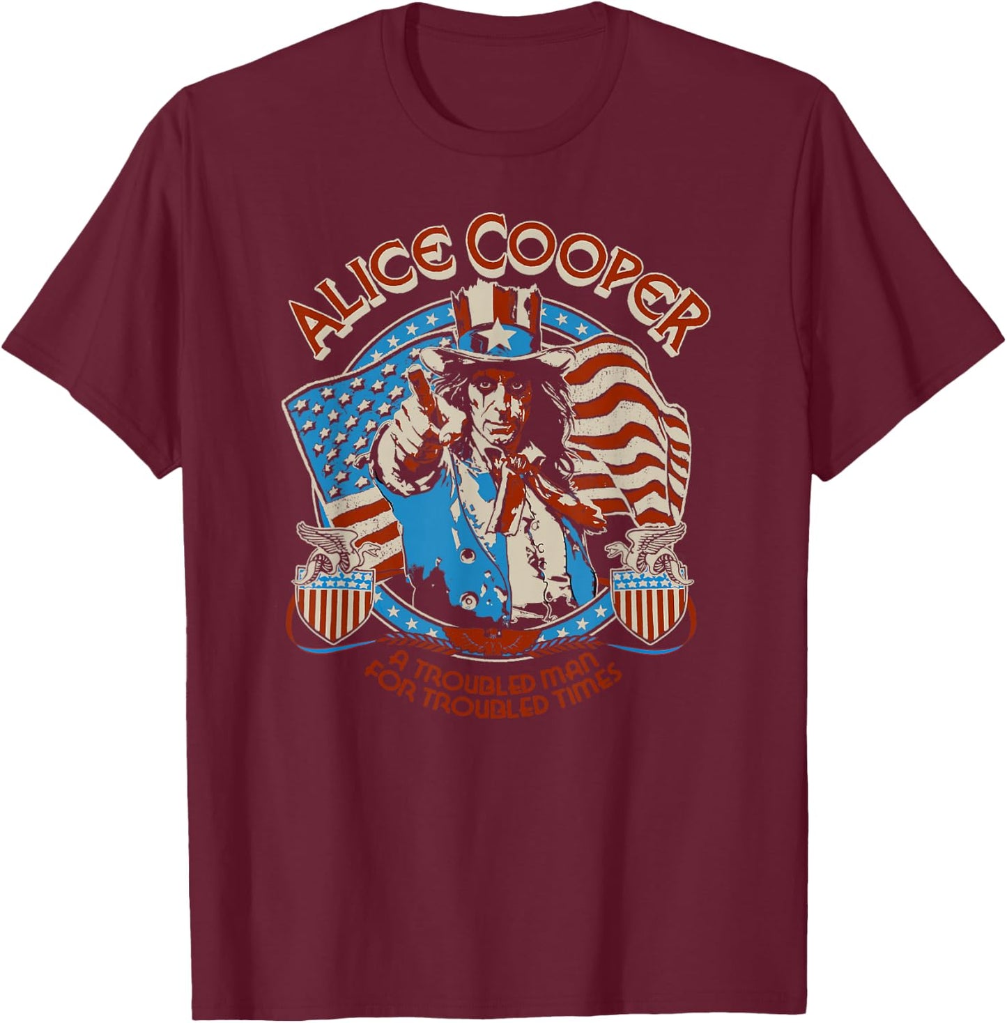 Alice Cooper Elected Snake Shields T-Shirt - T-Shirt | Maroon