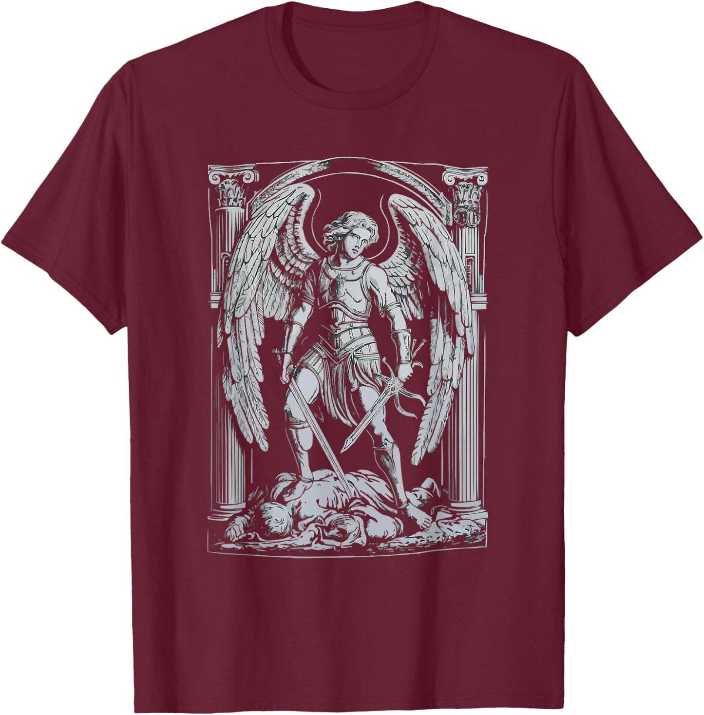 Archangel Catholic Religion Christianity Guardian Angel T-Shirt - T-Shirt | Maroon