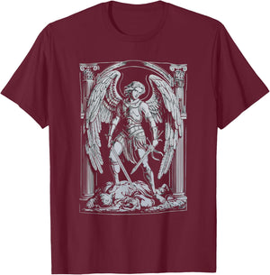 Archangel Catholic Religion Christianity Guardian Angel T-Shirt - T-Shirt | Maroon