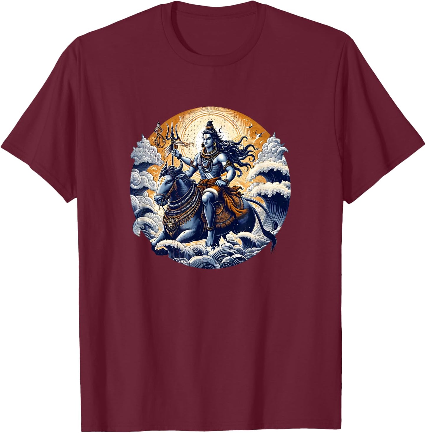 Herr Shiva reitet auf Nandi T-Shirt - T-Shirt | Maroon