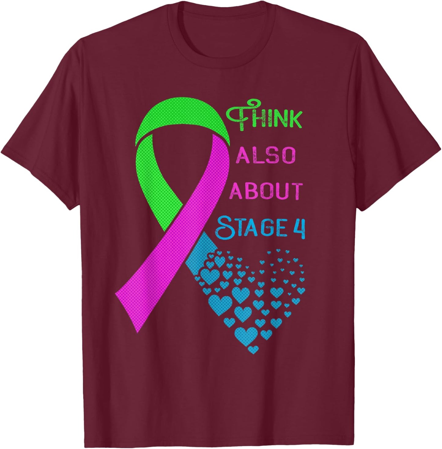 Metastatic Breast Cancer Awareness Heart Ribbon Graphic T-Shirt - T-Shirt | Maroon