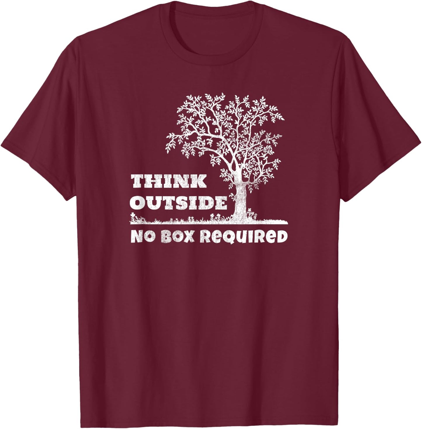 Camping - Think Outside No Box Required T-Shirt - T-Shirt | Maroon
