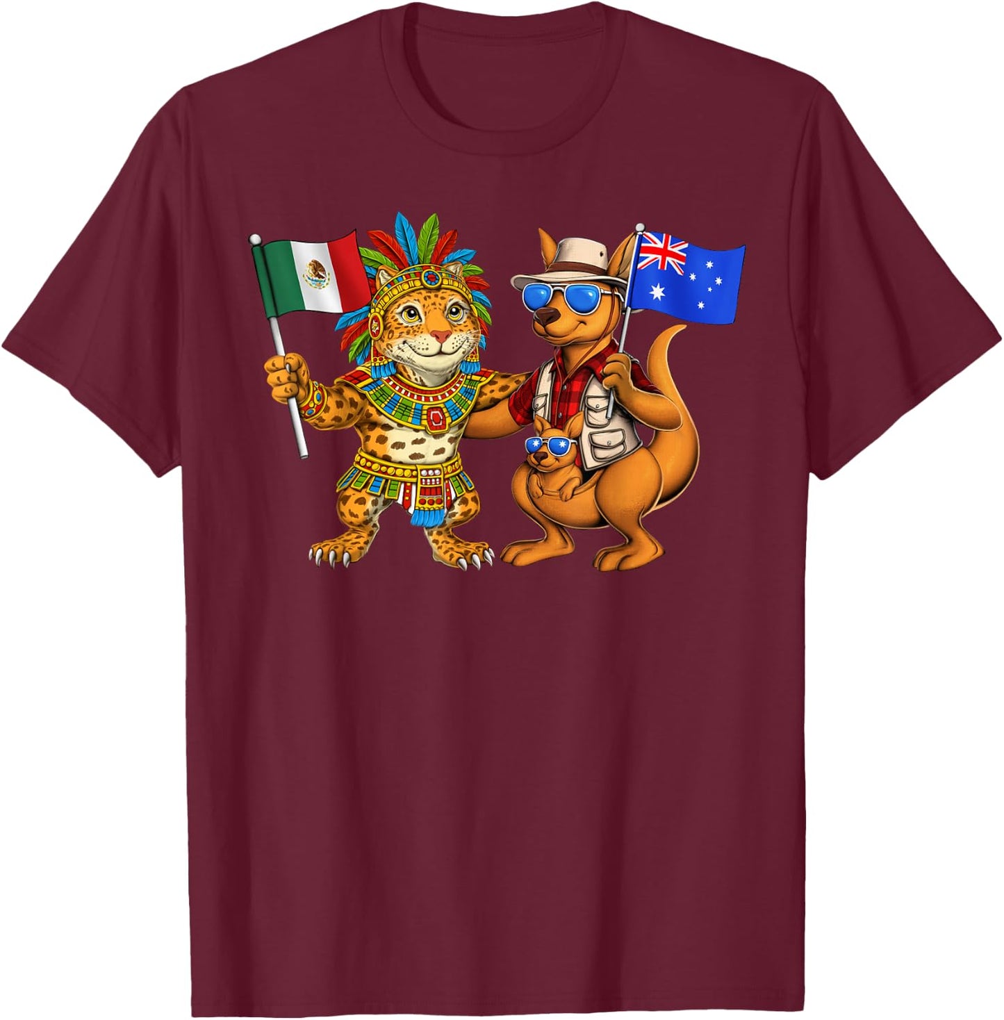Mexico Australia Flag Mexican Australian Roots México T-Shirt - T-Shirt | Maroon