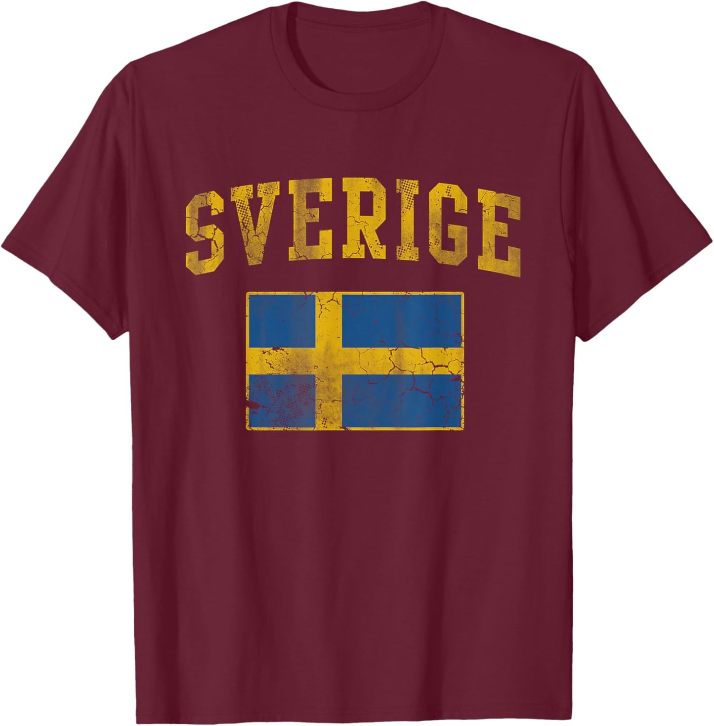 Vintage Sverige Sweden Flag Vintage Fade Men Women Kids T-Shirt - T-Shirt | Maroon
