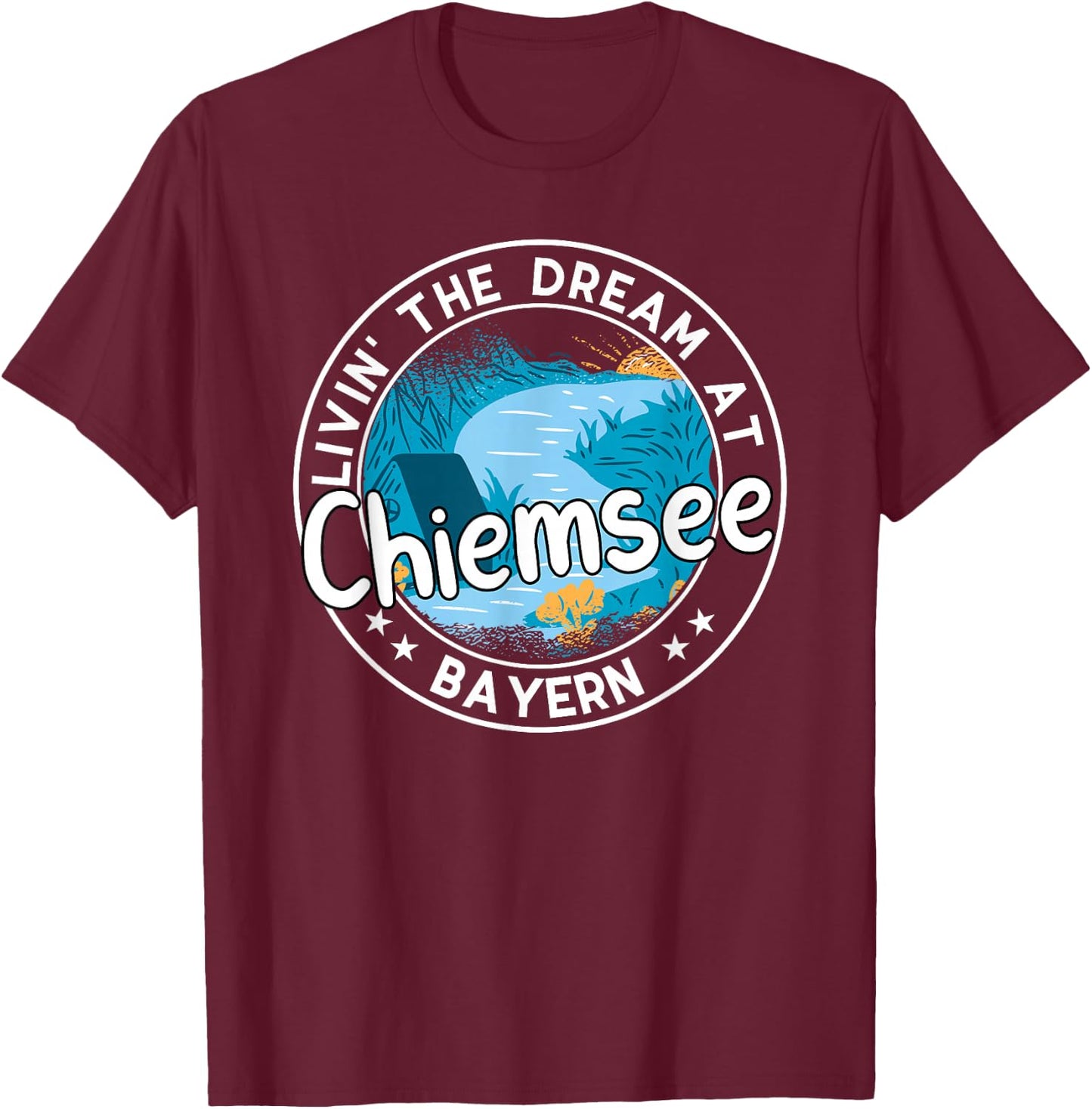 Chiemsee Urlaub Baden SUP Bayern T-Shirt - T-Shirt | Maroon