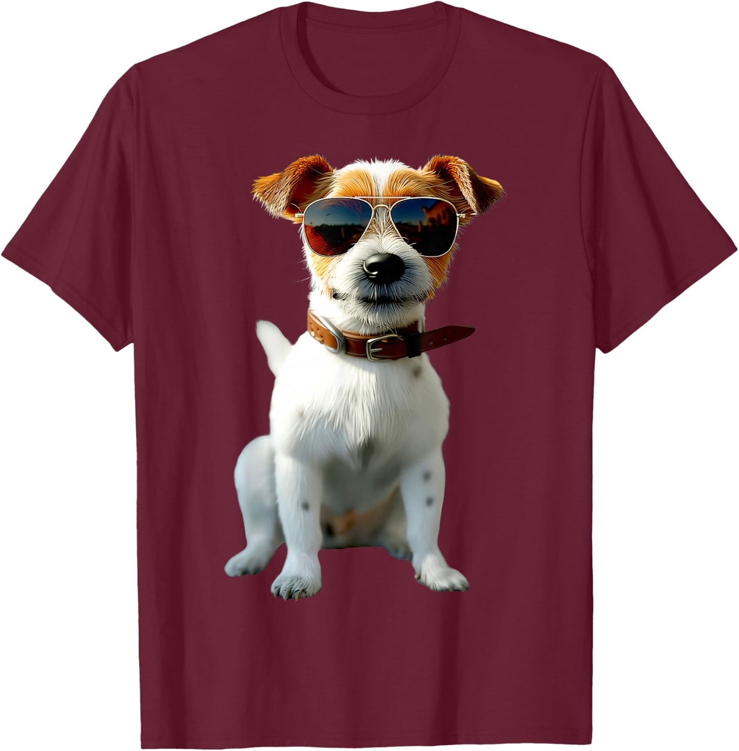 Jack Russell Terrier with Sunglasses Jack Russels Lovers , black T-Shirt - T-Shirt | Maroon