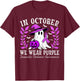 In October We Wear Purple Domestic Violence Ghost Halloween T-Shirt - T-Shirt | Maroon