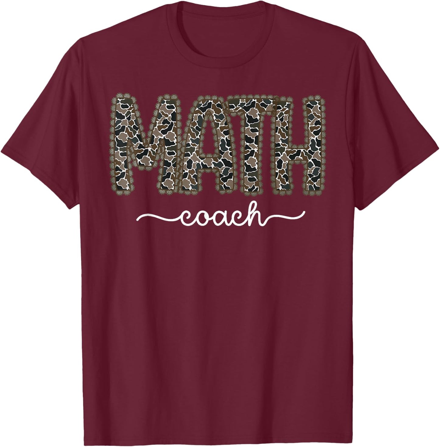 Retro Camo Math Coach Math Teacher STEM Stems Back to School T-Shirt - T-Shirt | Maroon