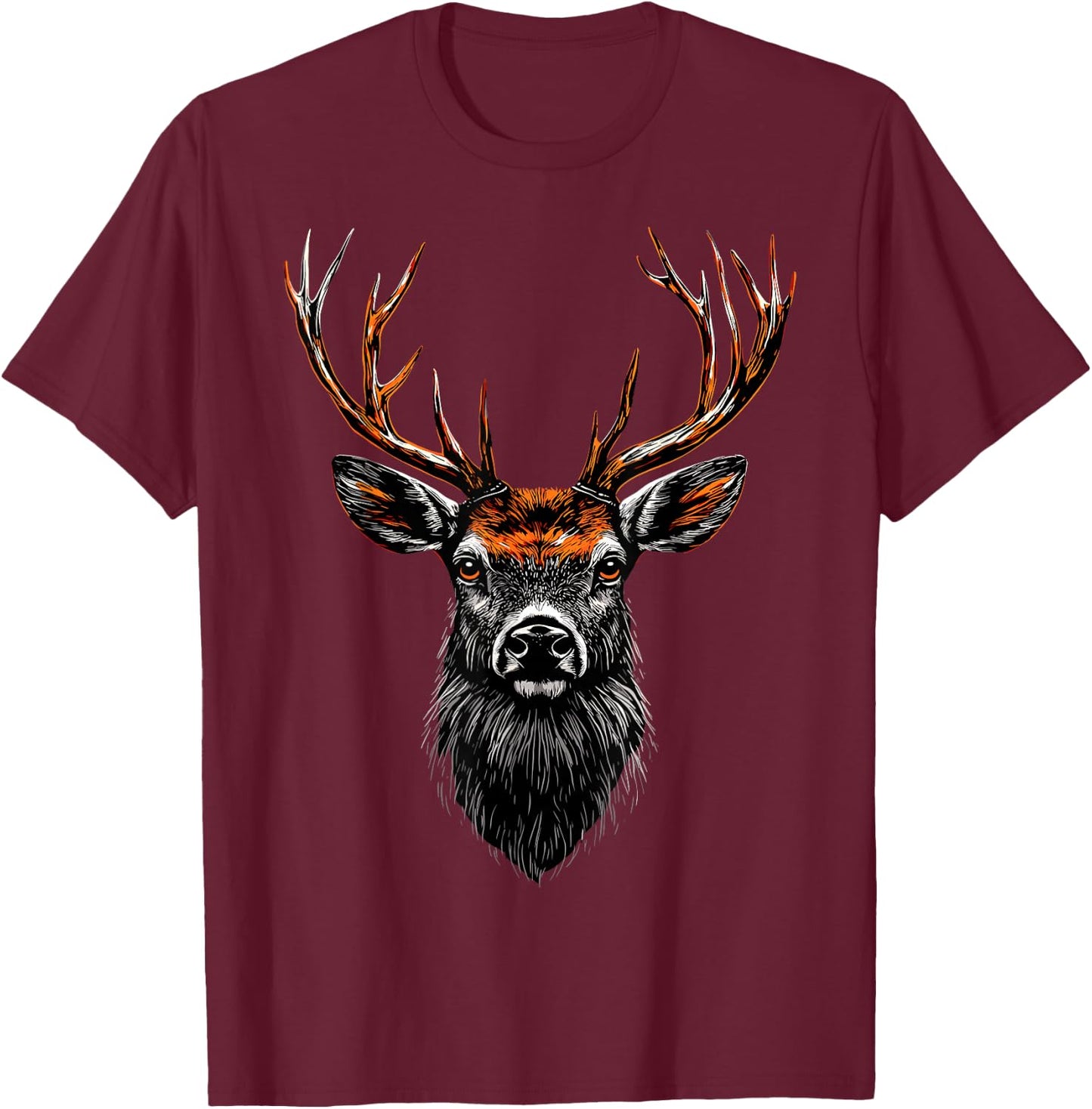 Deer Antler Hunting Deer Red Deer Antler , Black, S T-Shirt - T-Shirt | Maroon
