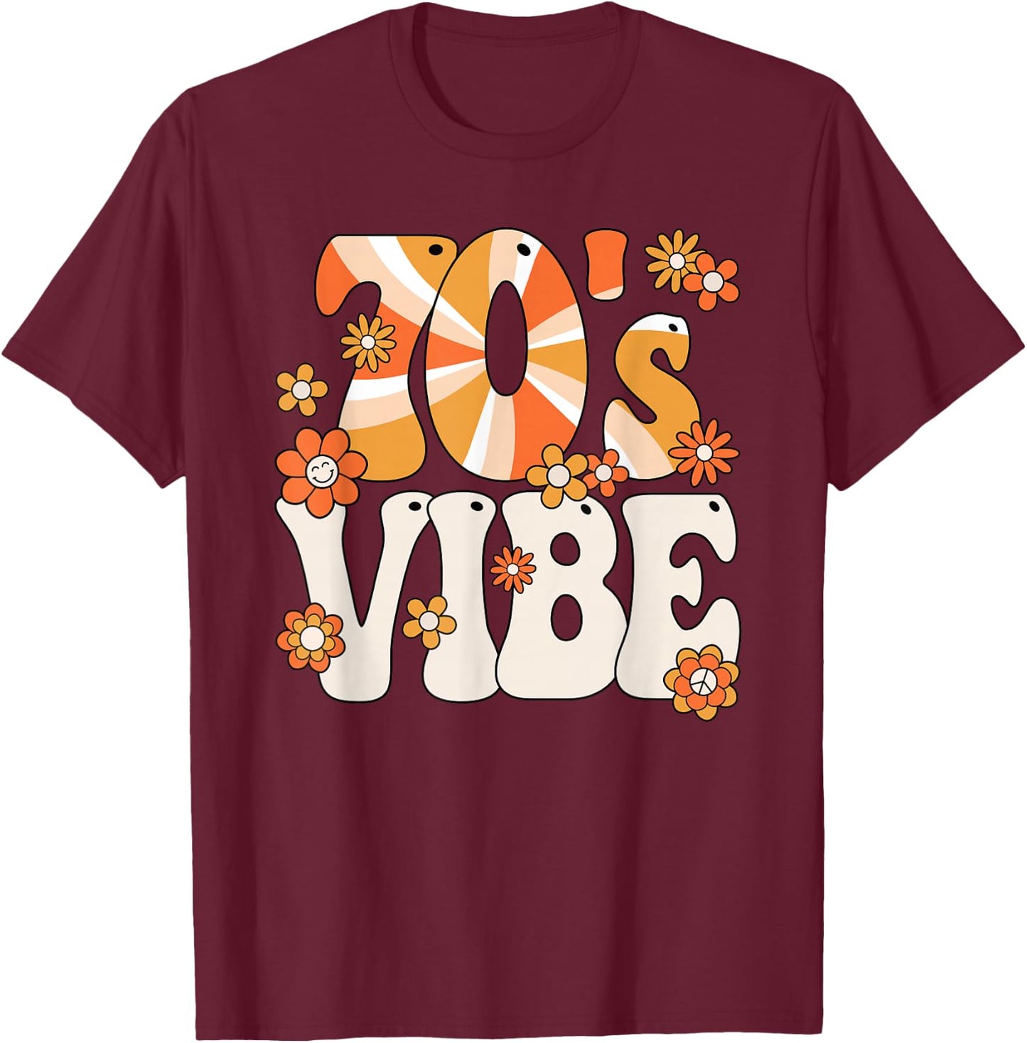 70s Vibe 70s Theme Party Hippie Outfit 70s Costume , black T-Shirt - T-Shirt | Maroon