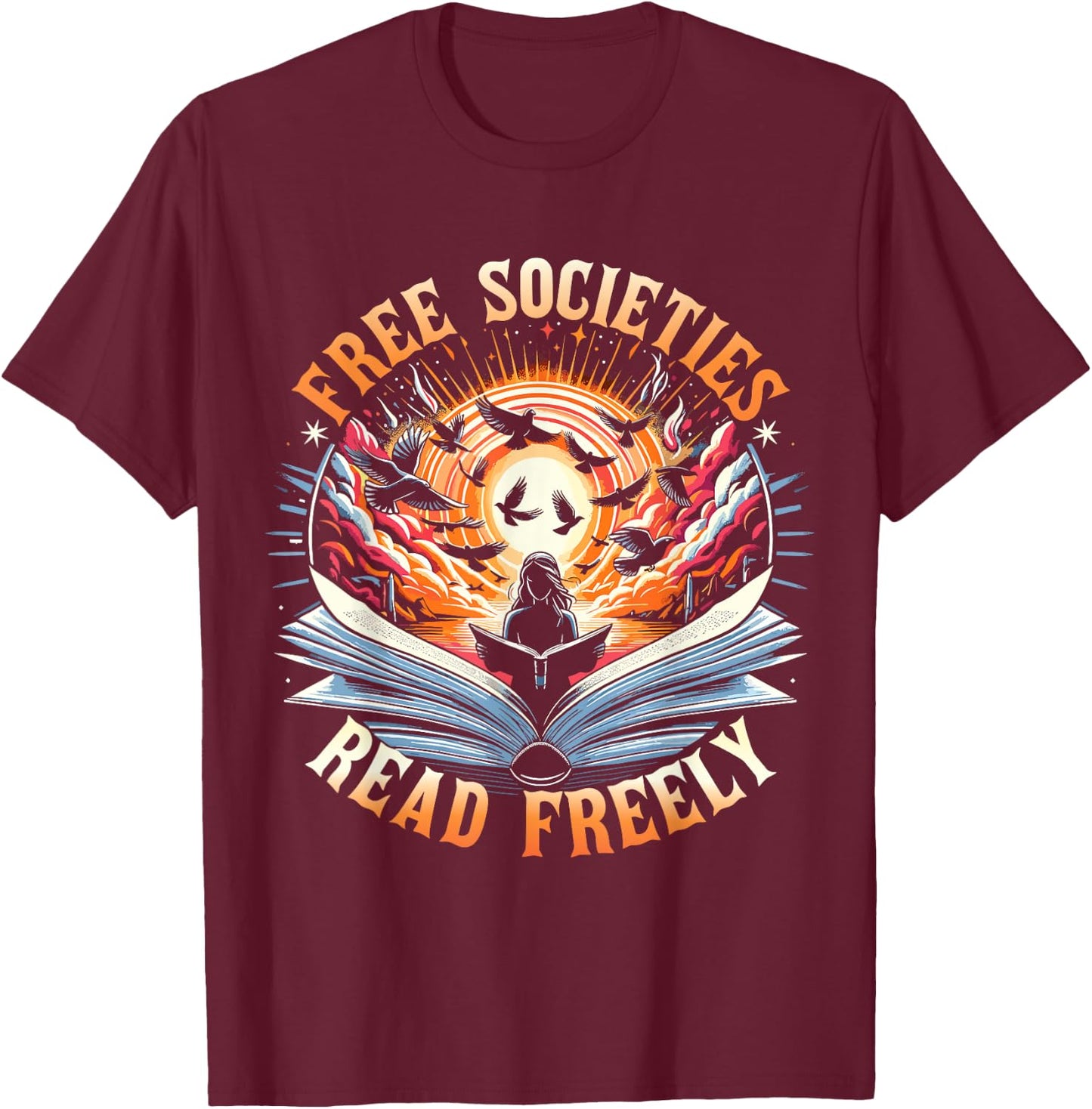 Book Lover Quote Banned Books T-Shirt - T-Shirt | Maroon