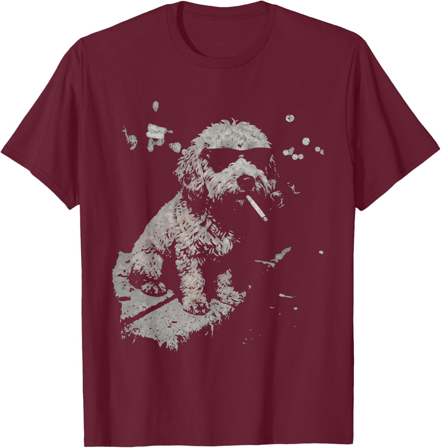 Funny Dog Smoking Goldendoodle T-Shirt - T-Shirt | Maroon