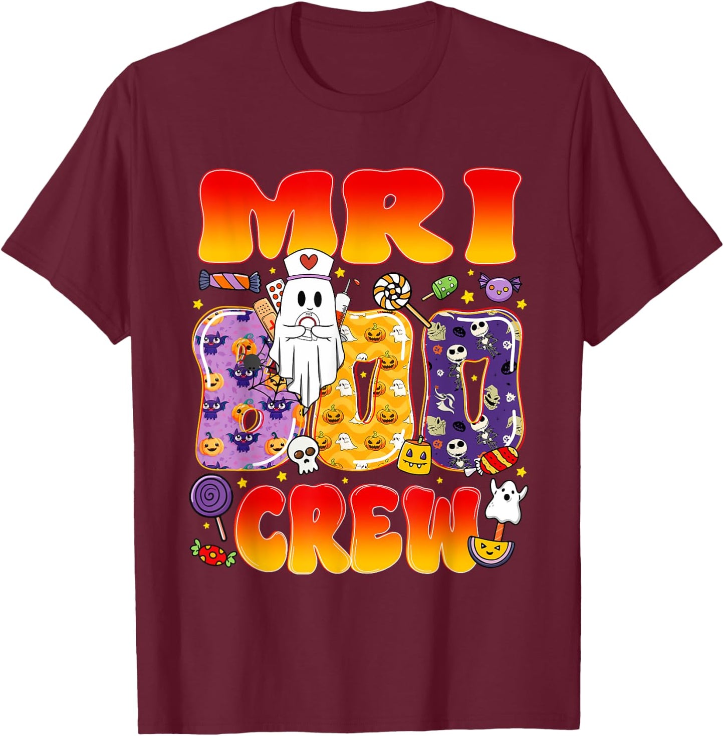 MRI Boo Crew MRI Tech Funny Halloween T-Shirt - T-Shirt | Maroon