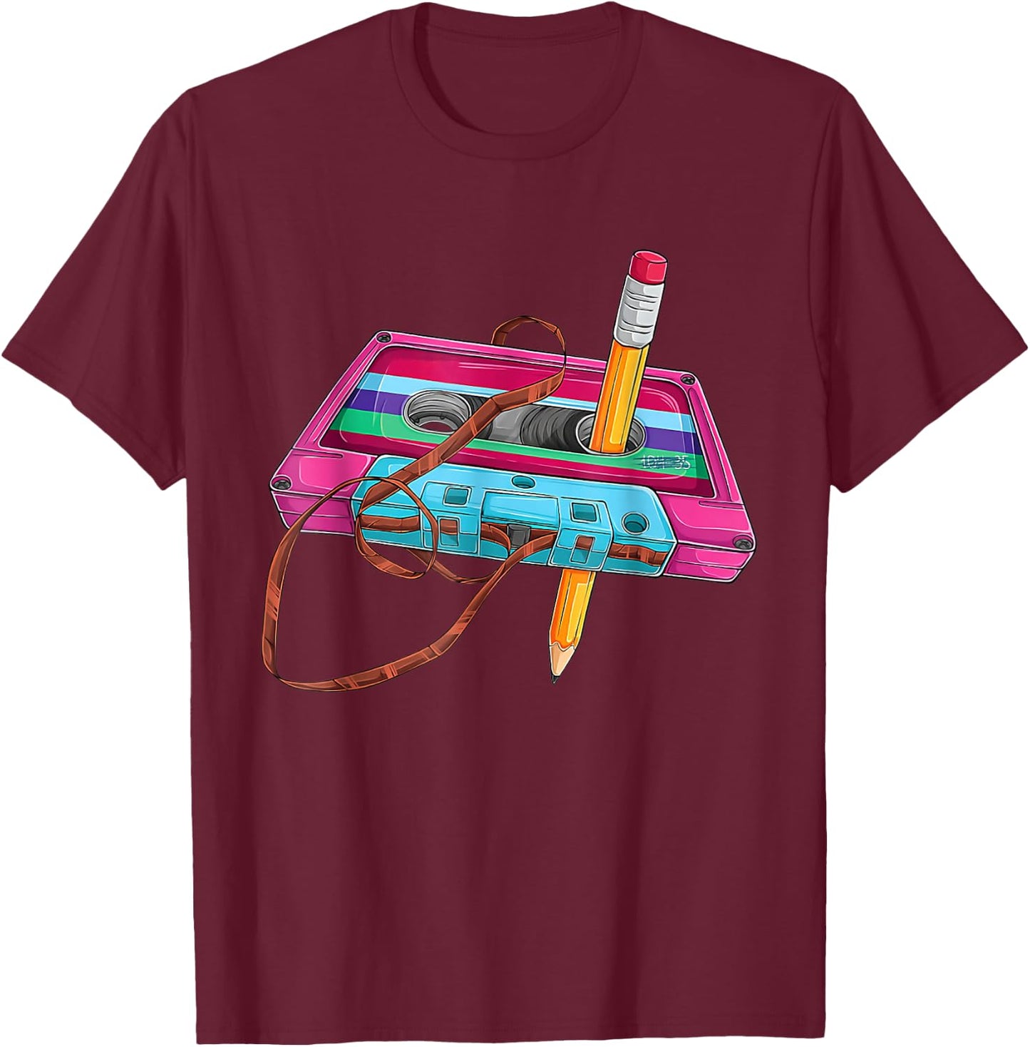 80 90s Outfit Women's Men's Party Fancy Dress Cassette , black T-Shirt - T-Shirt | Maroon