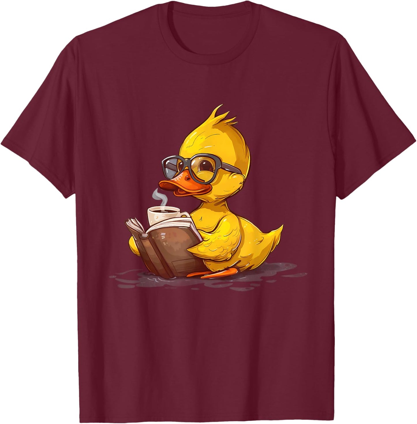 Rubber Duck Reading Book Coffee Lover Reader Rubber Duckie T-Shirt - T-Shirt | Maroon