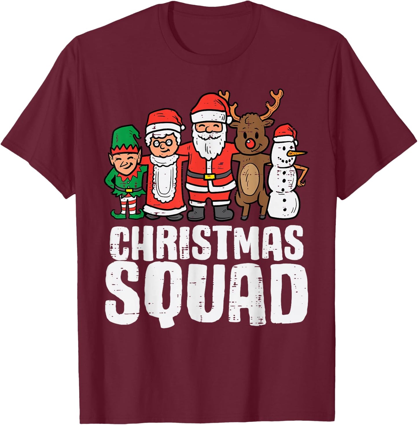 Christmas Squad Santa Elf Xmas Family Kids Boys T-Shirt - T-Shirt | Maroon