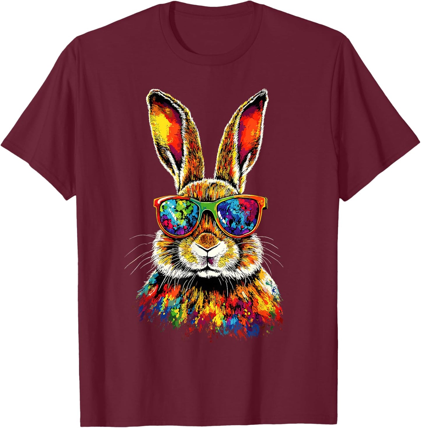 Bunny with Sunglasses Rabbit Brown Hare Cute Bunnies T-Shirt - T-Shirt | Maroon