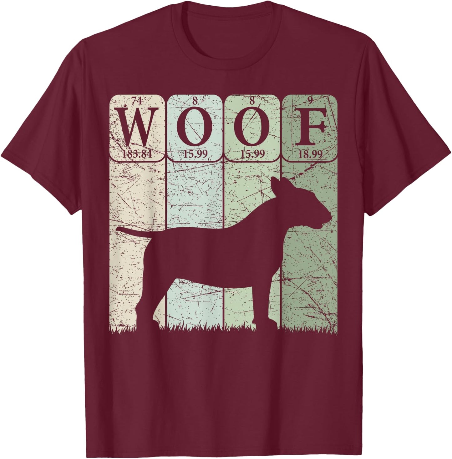 Bull Terrier Dog Periodic Table Elements Dog Lover Woof T-Shirt - T-Shirt | Maroon