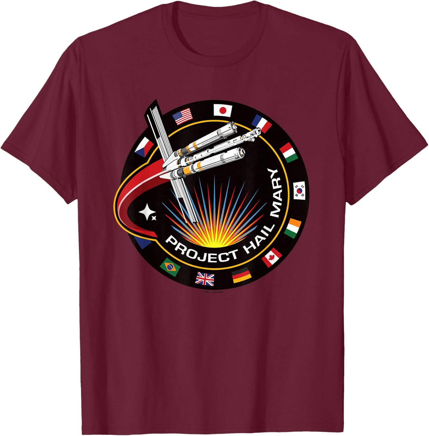 Project Hail Mary Spaceship Mission Badge Poster T-Shirt - T-Shirt | Maroon