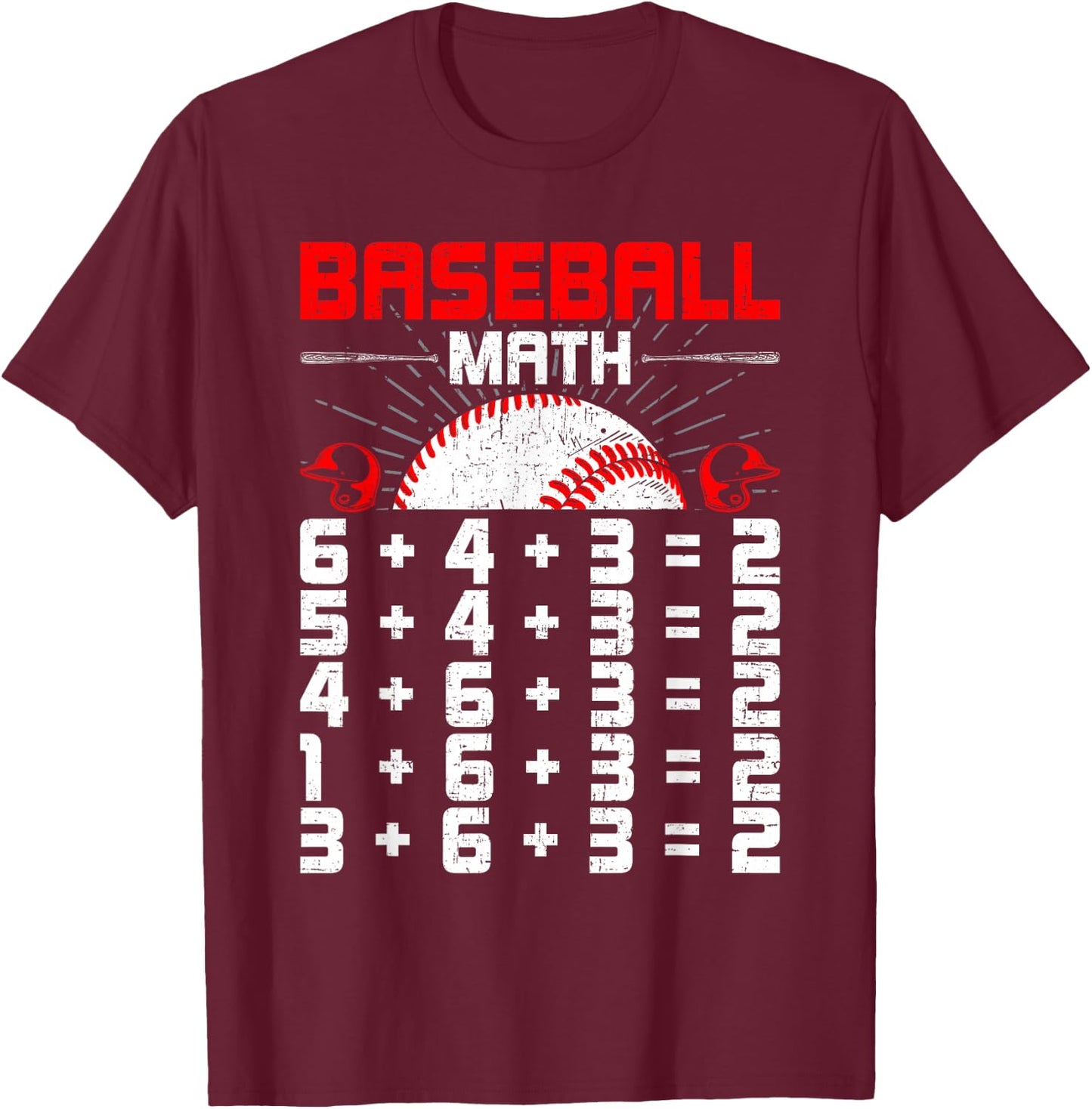 Baseball Math Double Play Baseball Lover T-Shirt - T-Shirt | Maroon