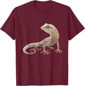 A Unique and Playful Gecko Design T-Shirt - T-Shirt | Maroon