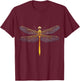 Dragonfly Animal Motif Artwork Dragonfly T-Shirt - T-Shirt | Maroon
