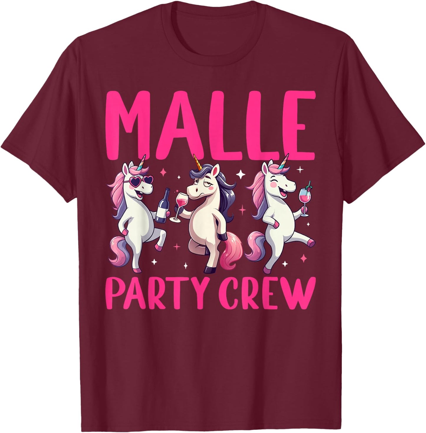 Malle Party Crew Group Motif Unicorn Party Holiday Mallorca , black T-Shirt - T-Shirt | Maroon