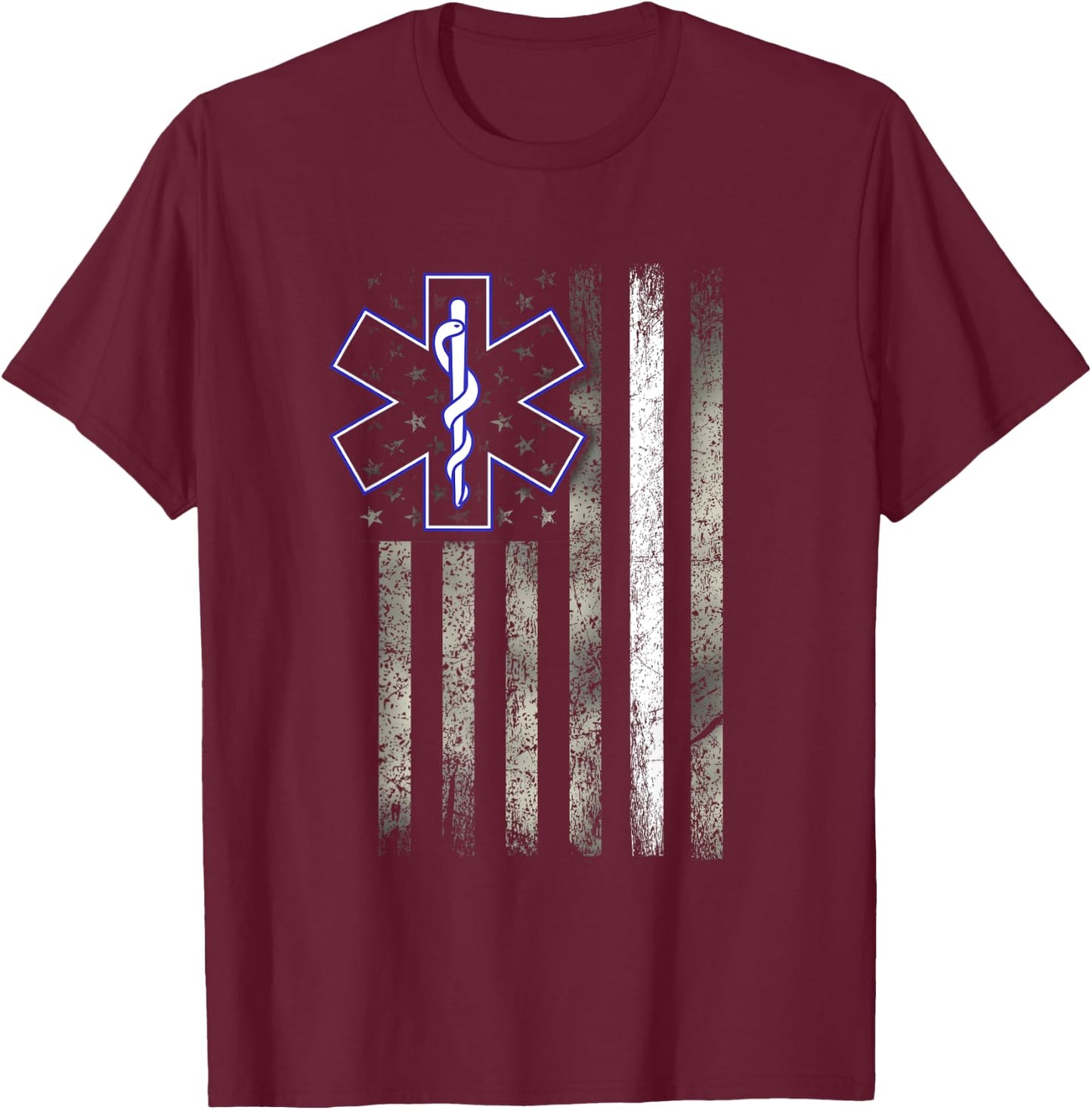 EMS EMT Paramedic - US Flag Thin White Line - Patriotic Men T-Shirt - T-Shirt | Maroon