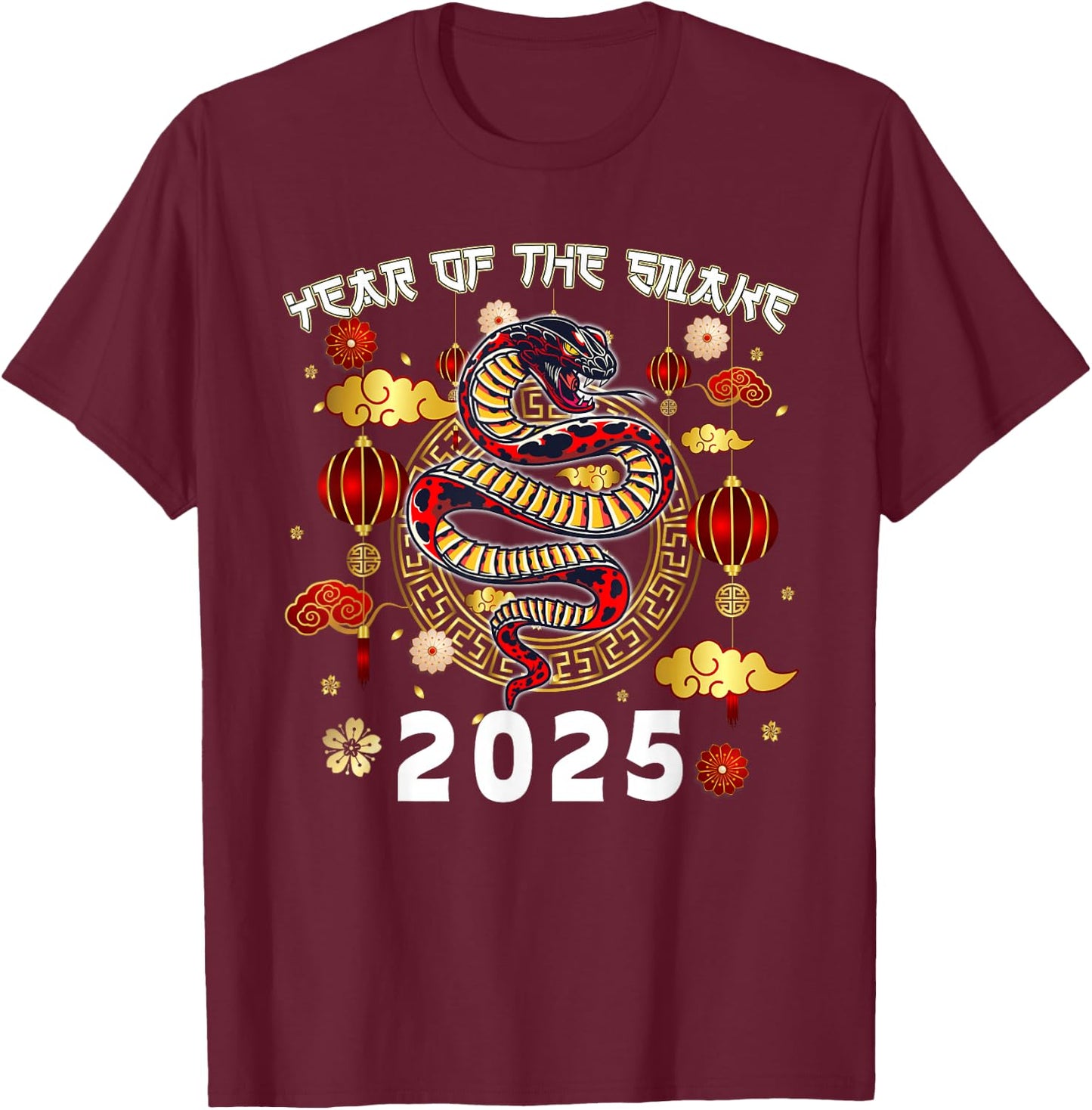 Year Of The Snake 2025 Lunar New Year Chinese New Year 2025 T-Shirt - T-Shirt | Maroon