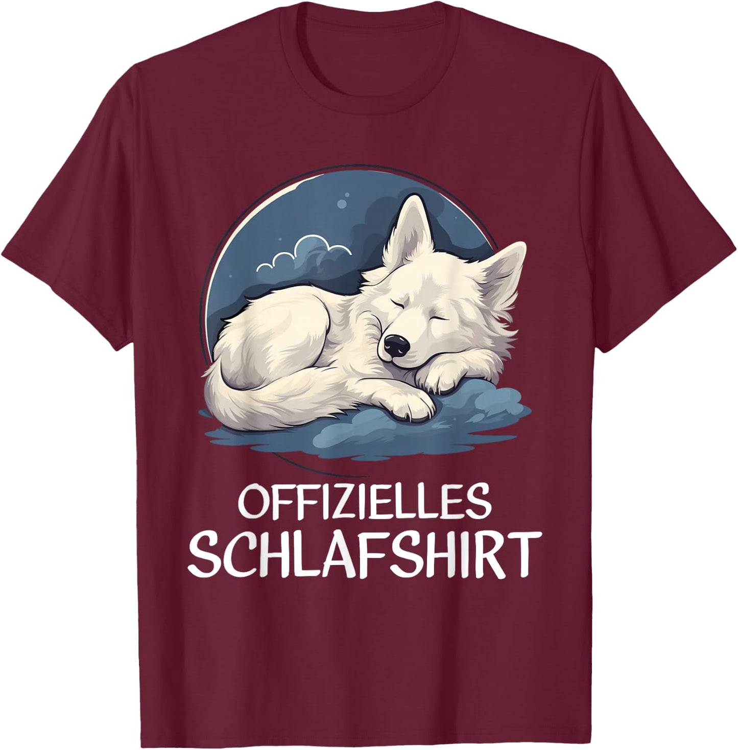 Official Sleep Shirt White Shepherd Nightdress Pyjamas , black T-Shirt - T-Shirt | Maroon