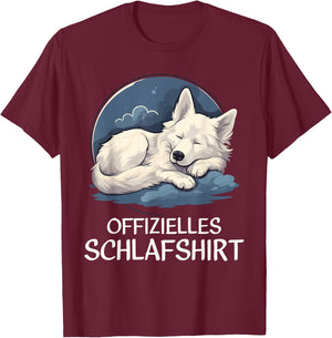 Official Sleep Shirt White Shepherd Nightdress Pyjamas , black T-Shirt - T-Shirt | Maroon