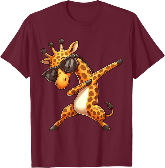 Dabbing Giraffe T-Shirt - T-Shirt | Maroon