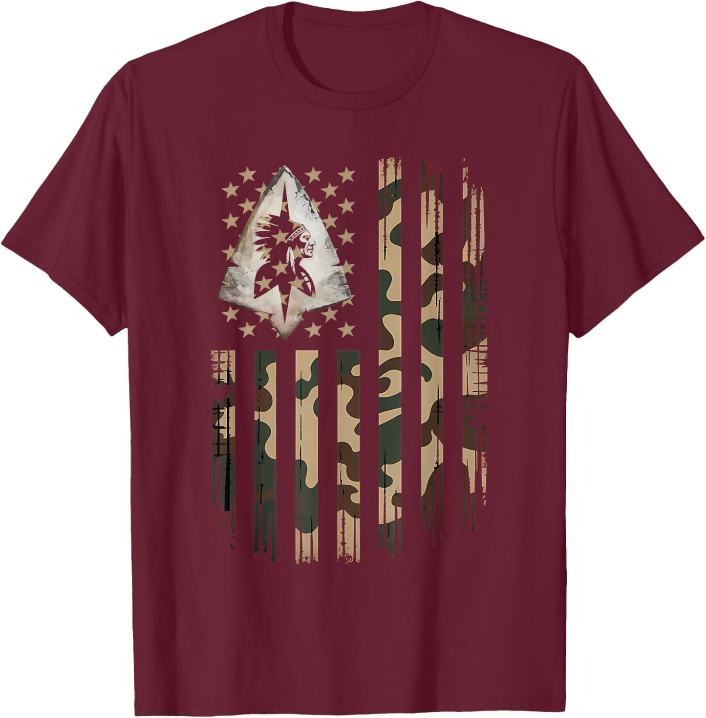 Arrowhead Hunting American Flag Arrowhead Hunter T-Shirt - T-Shirt | Maroon