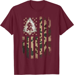 Arrowhead Hunting American Flag Arrowhead Hunter T-Shirt - T-Shirt | Maroon