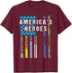 Americas Heroes Police Firefighter EMT Corrections Military T-Shirt - T-Shirt | Maroon