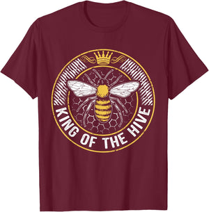 King Of The Hive Beekeeper Bee Lover Honey T-Shirt - T-Shirt | Maroon