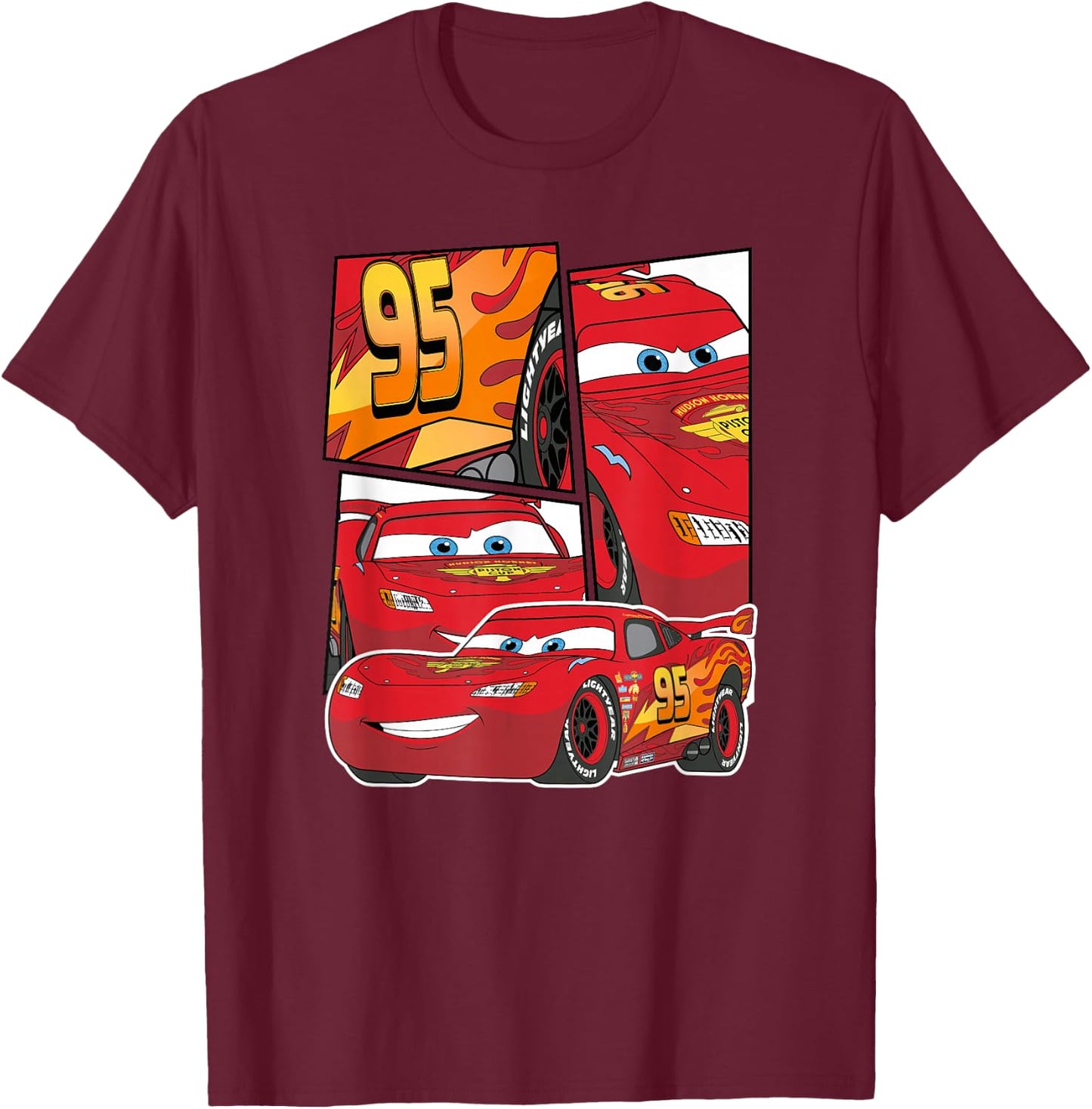 Pixar Cars Lightning McQueen Grid T-Shirt - T-Shirt | Maroon