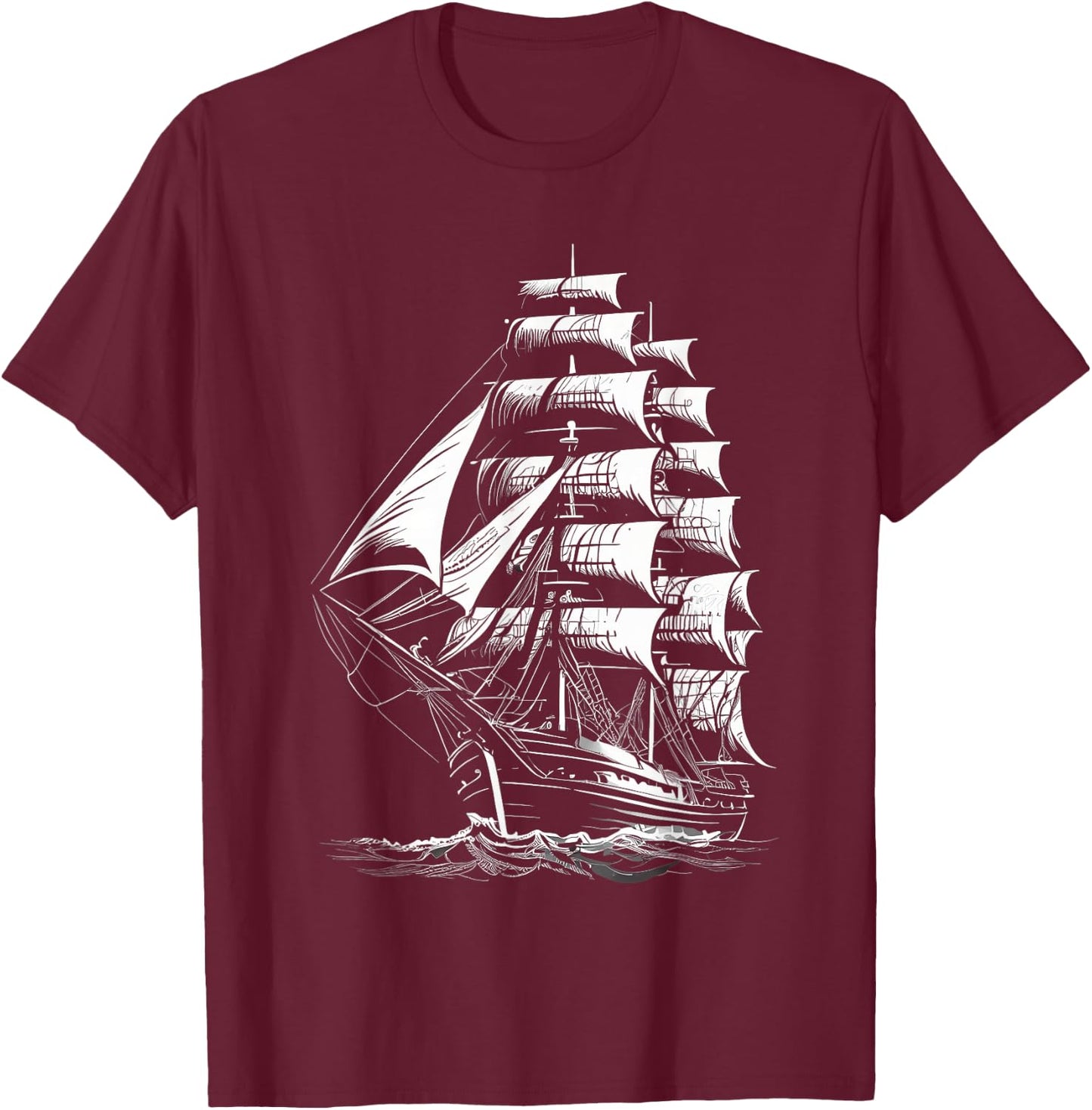Sailing Sailing Boat Sailing Sailing Water Sports Sailing Ship , black T-Shirt - T-Shirt | Maroon