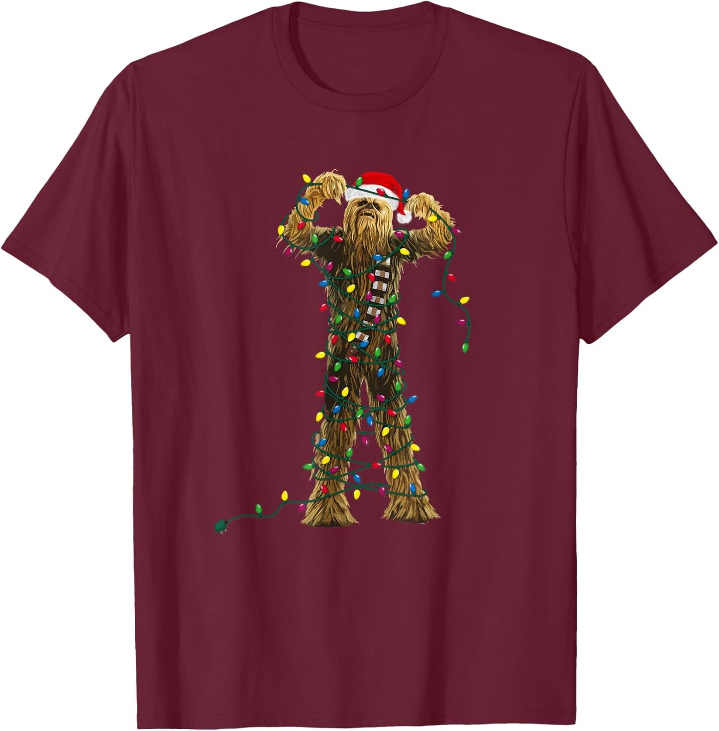 Star Wars Chewbacca Christmas Lights , black T-Shirt - T-Shirt | Maroon