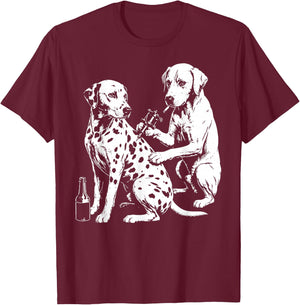 Retro Dalmatian Dog Smoking Tattoo Artist Puppy Graphic Pun T-Shirt - T-Shirt | Maroon