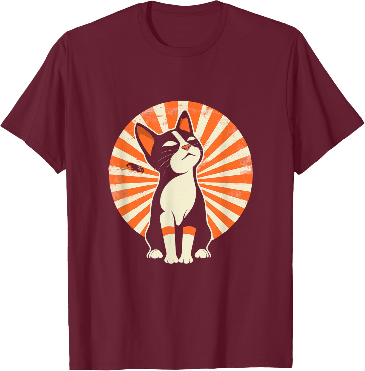 Vintage Japanese Cat T-Shirt - T-Shirt | Maroon