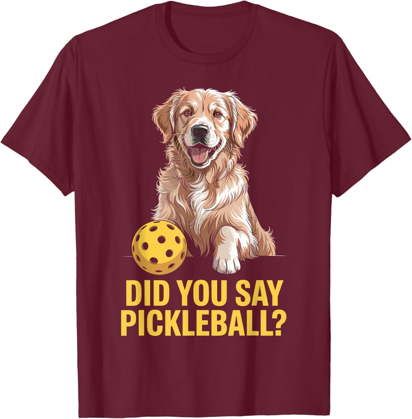 Golden Retriever Pickleball Court Dog Pup Player T-Shirt - T-Shirt | Maroon