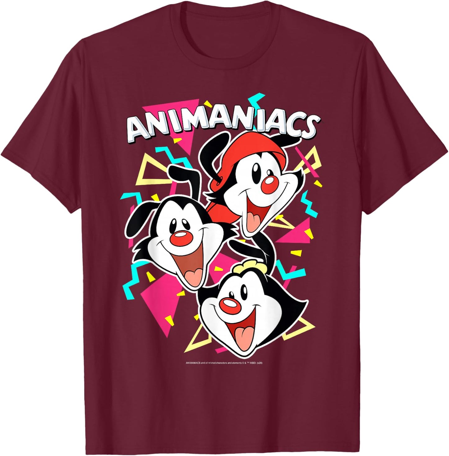 Animaniacs Yakko Wakko & Dot Party Portrait Small T-Shirt - T-Shirt | Maroon