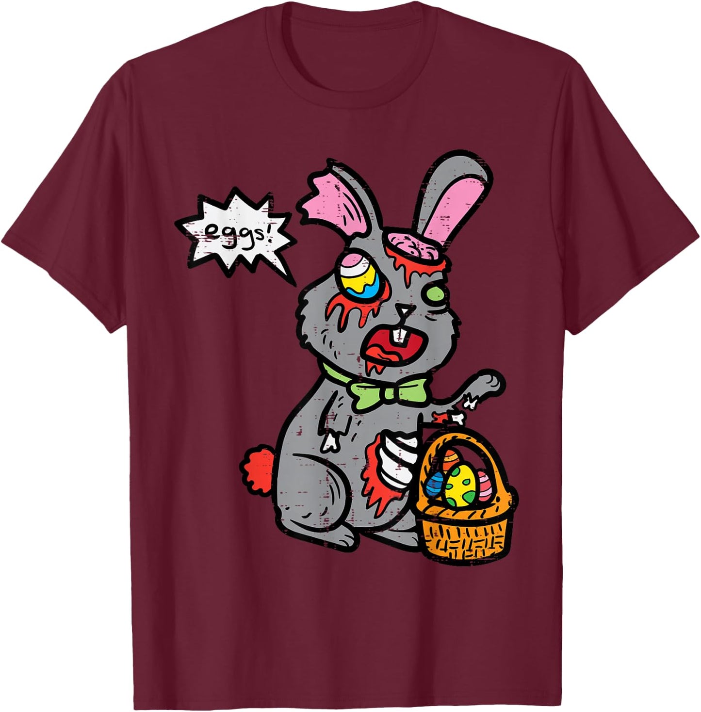 Easter Bunny Zombie Egg Hunting Funny Rabbit Men Women Kids T-Shirt - T-Shirt | Maroon