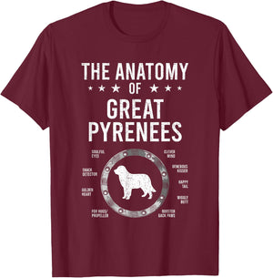 Anatomy of Great Pyrenees Dog Lover T-Shirt - T-Shirt | Maroon