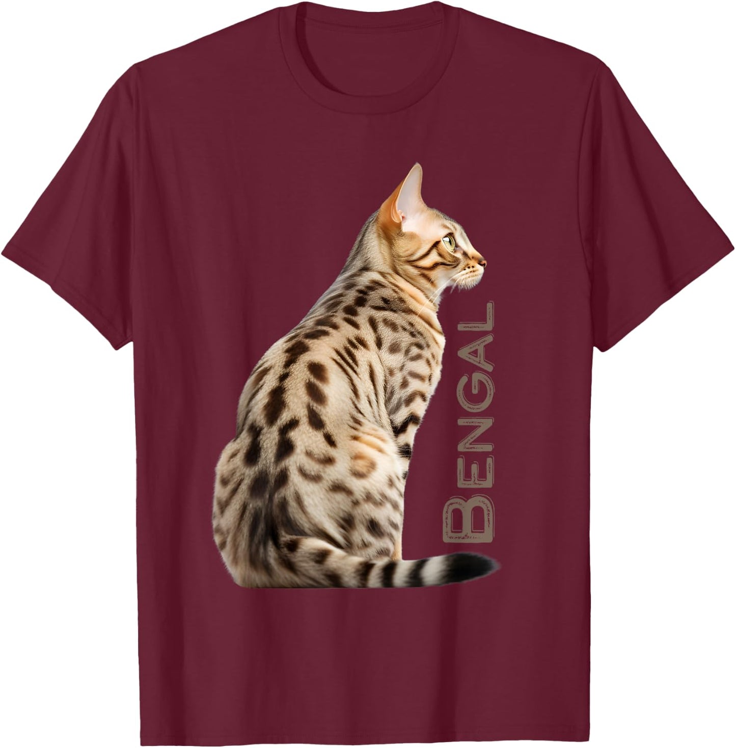 Bengal Breed Cat Dad Leopard Print Spotted Kitty Men Women T-Shirt - T-Shirt | Maroon